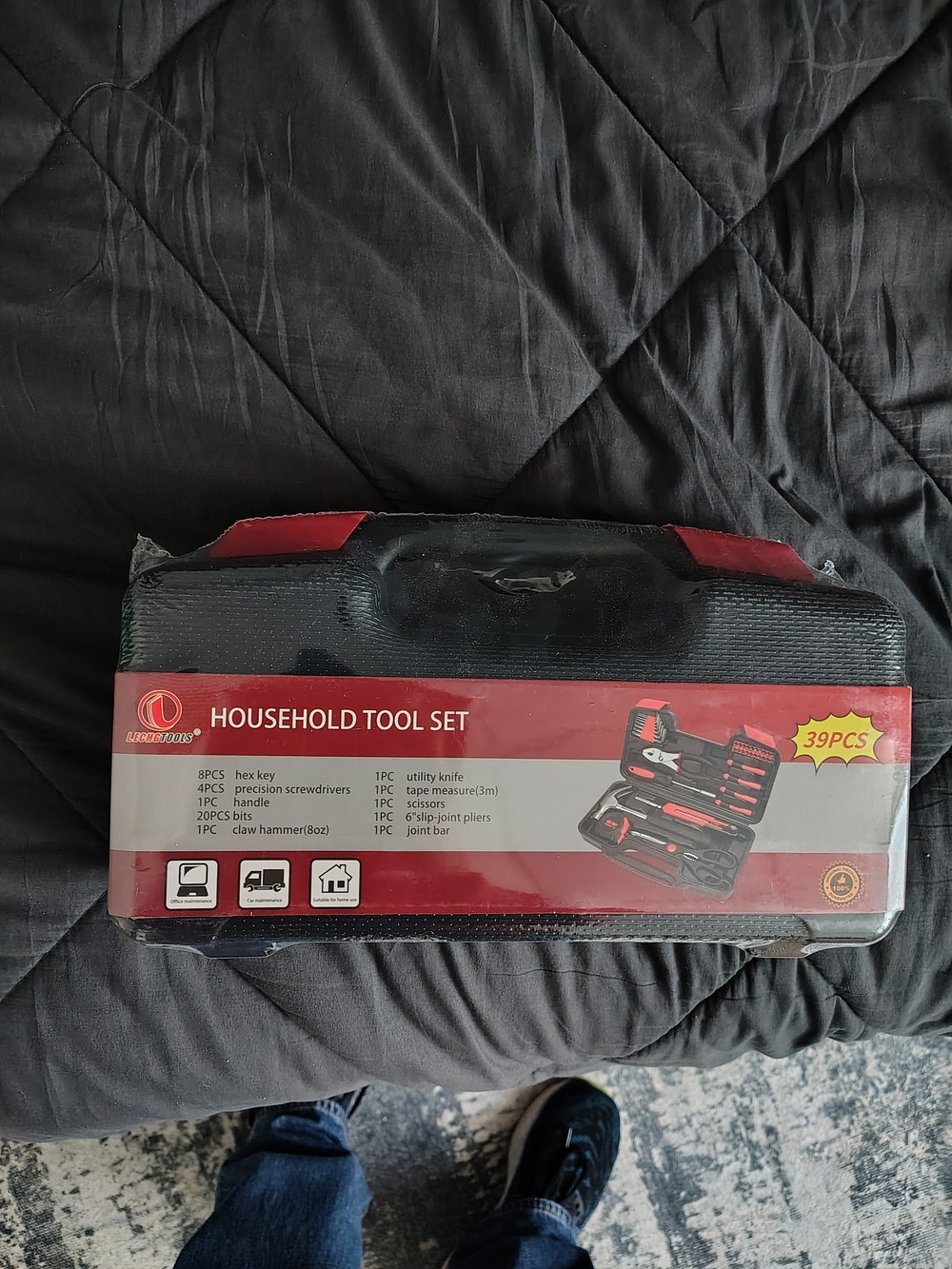 Household Tool Set - Red and Black 39pc